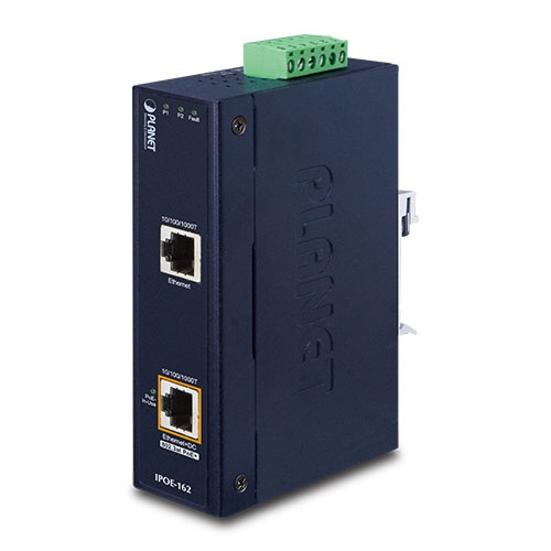 IPOE-162 Single-Port, Mid-span Industrial IEEE 802.3at Power over Ethernet Plus Injector provides a maximum of up to 30 watts of power output over Ethernet cables